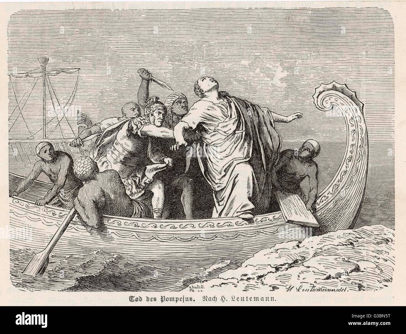 Während des römischen Bürgerkriegs, die ihn Caesar gegen, Pompeius Ptolemaios XIII fordert Asyl, aber der König von Ägypten hat ihn ermordet.      Datum: 48 v. Chr. Stockfoto