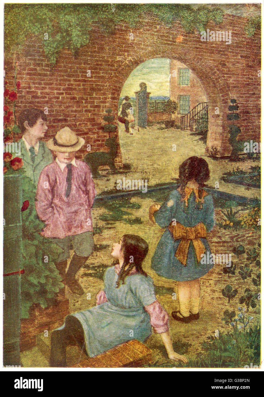 In einem ummauerten Garten Stockfoto