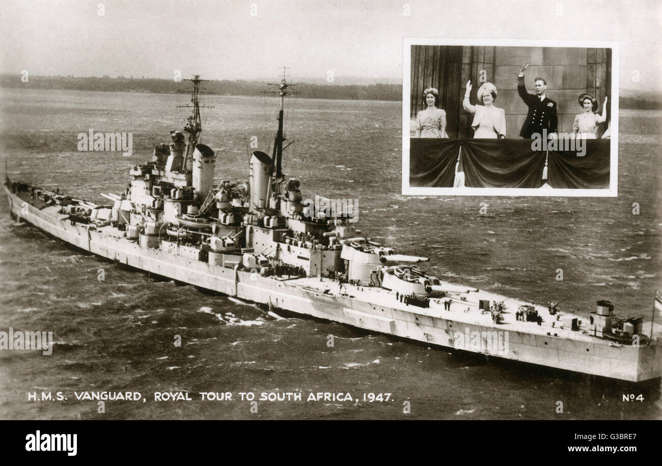 HMS Vanguard, königliche Tour nach Südafrika Stockfoto