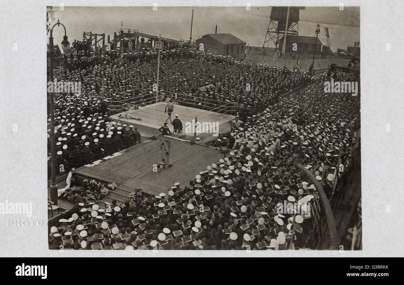 Britische gegen amerikanische Marine-Boxmeisterschaft, WW1 Stockfoto