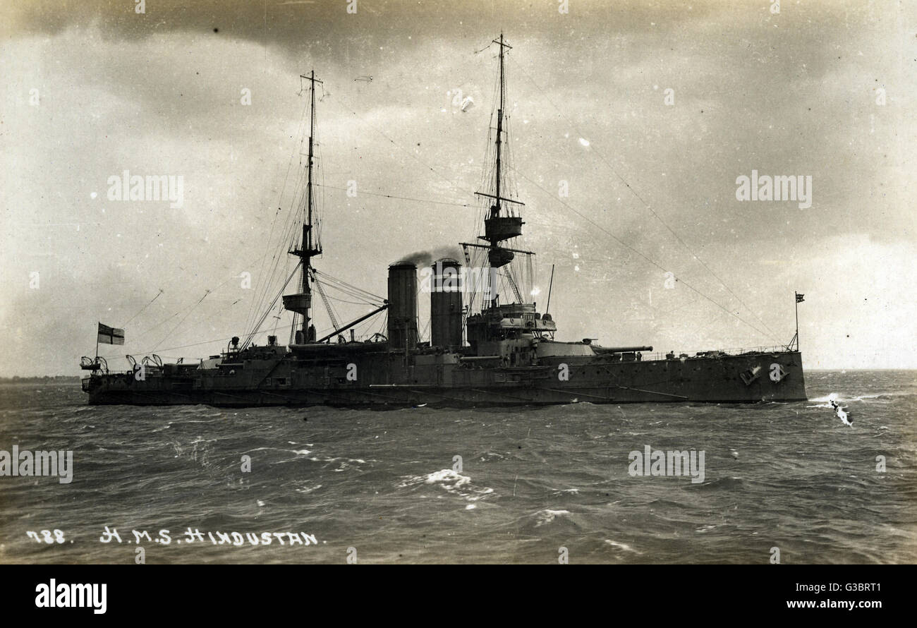 HMS Hindustan, britisches Schlachtschiff Stockfoto