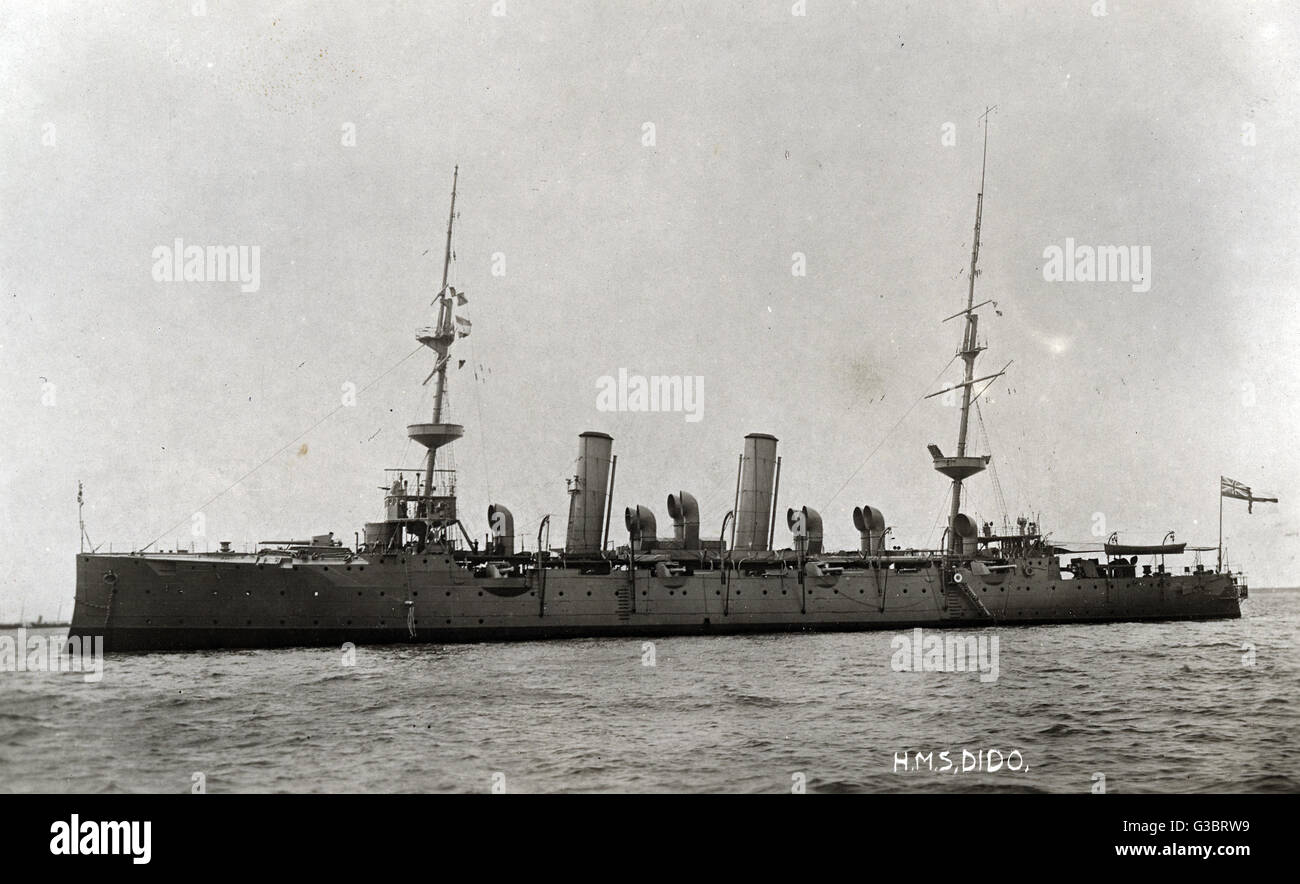 HMS Dido, britischer geschützter Kreuzer Stockfoto