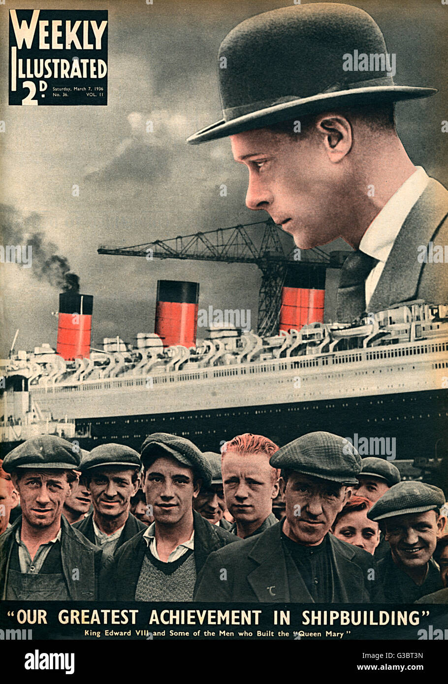 König Edward VIII. Bei einem Besuch der Clydebank Werft in Schottland Stockfoto