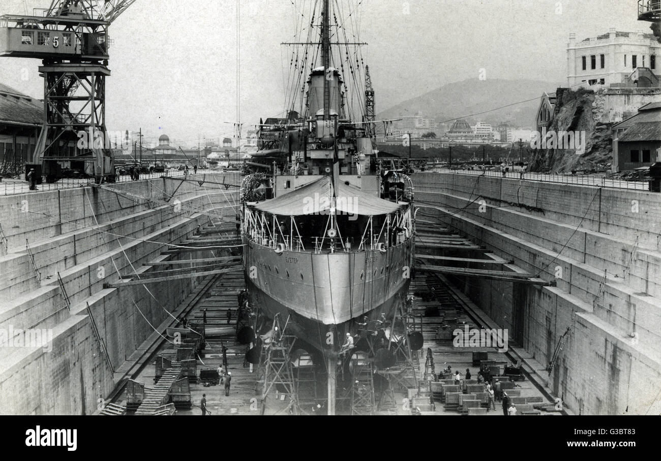 HMS Exeter, britischer schwerer Kreuzer, WW2 Stockfoto