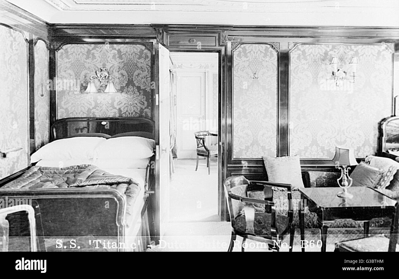 RMS Titanic, niederländische Suite Zimmer B60.      Datum: ca. 1912 Stockfoto