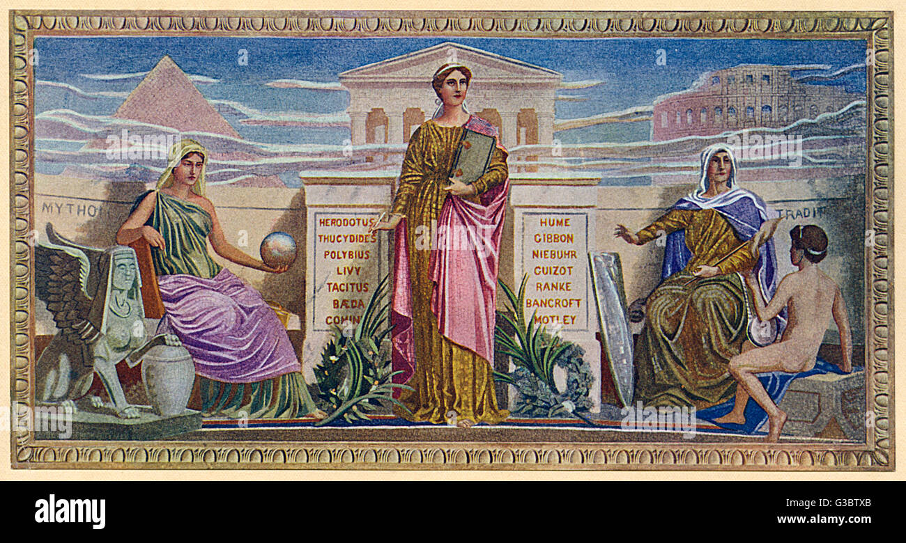 Wandgemälde der Kongressbibliothek - Mosaikfelder - Geschichte Stockfoto