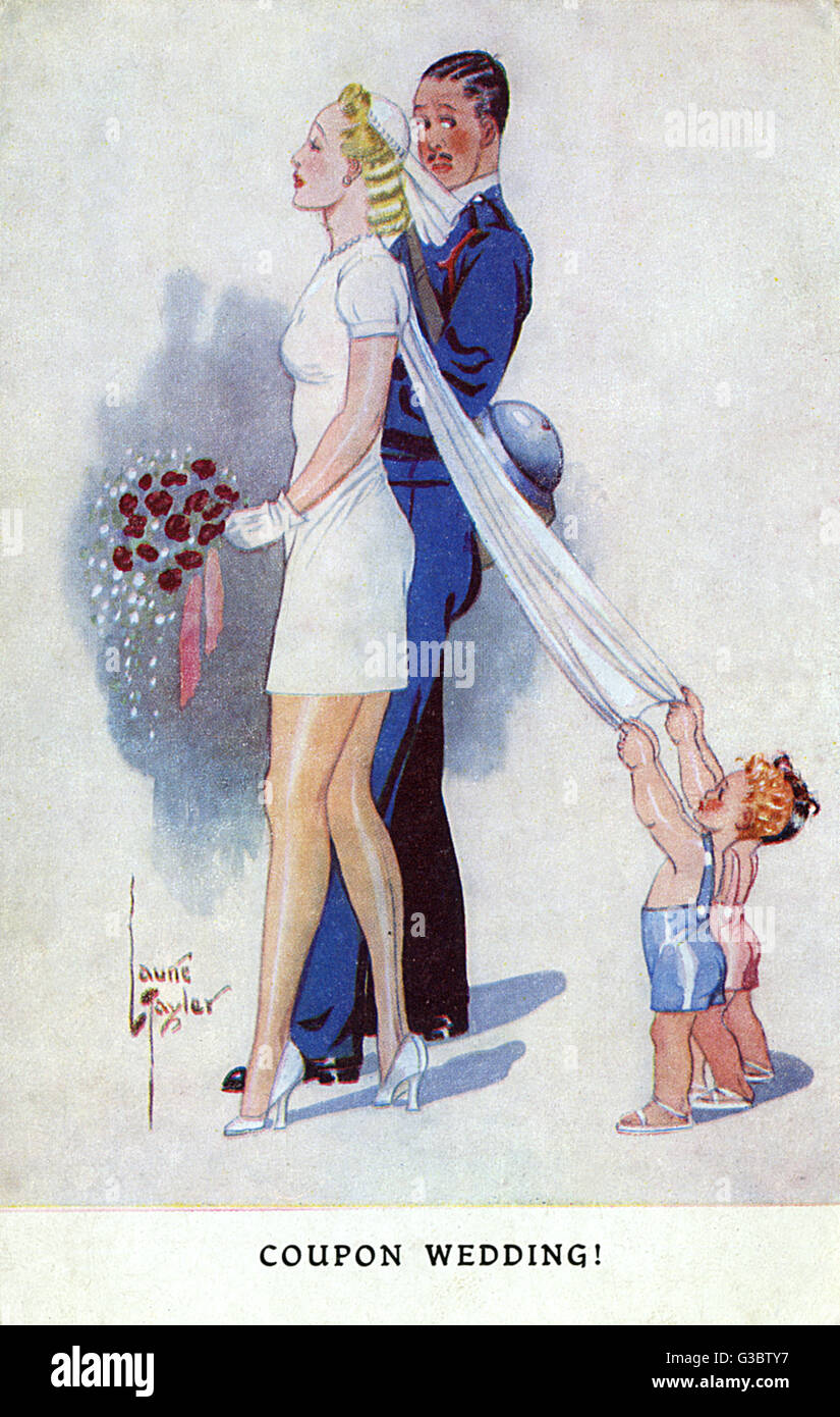 Coupon Wedding - Stoff in Mangelware Stockfoto