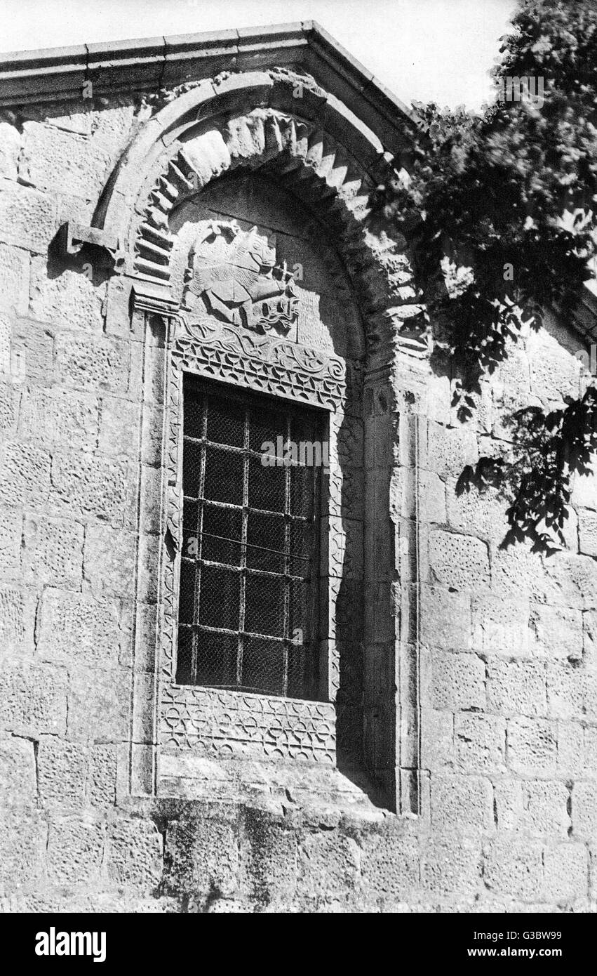 Griechisches Kirchenfenster, Nazareth, Nordisrael Stockfoto