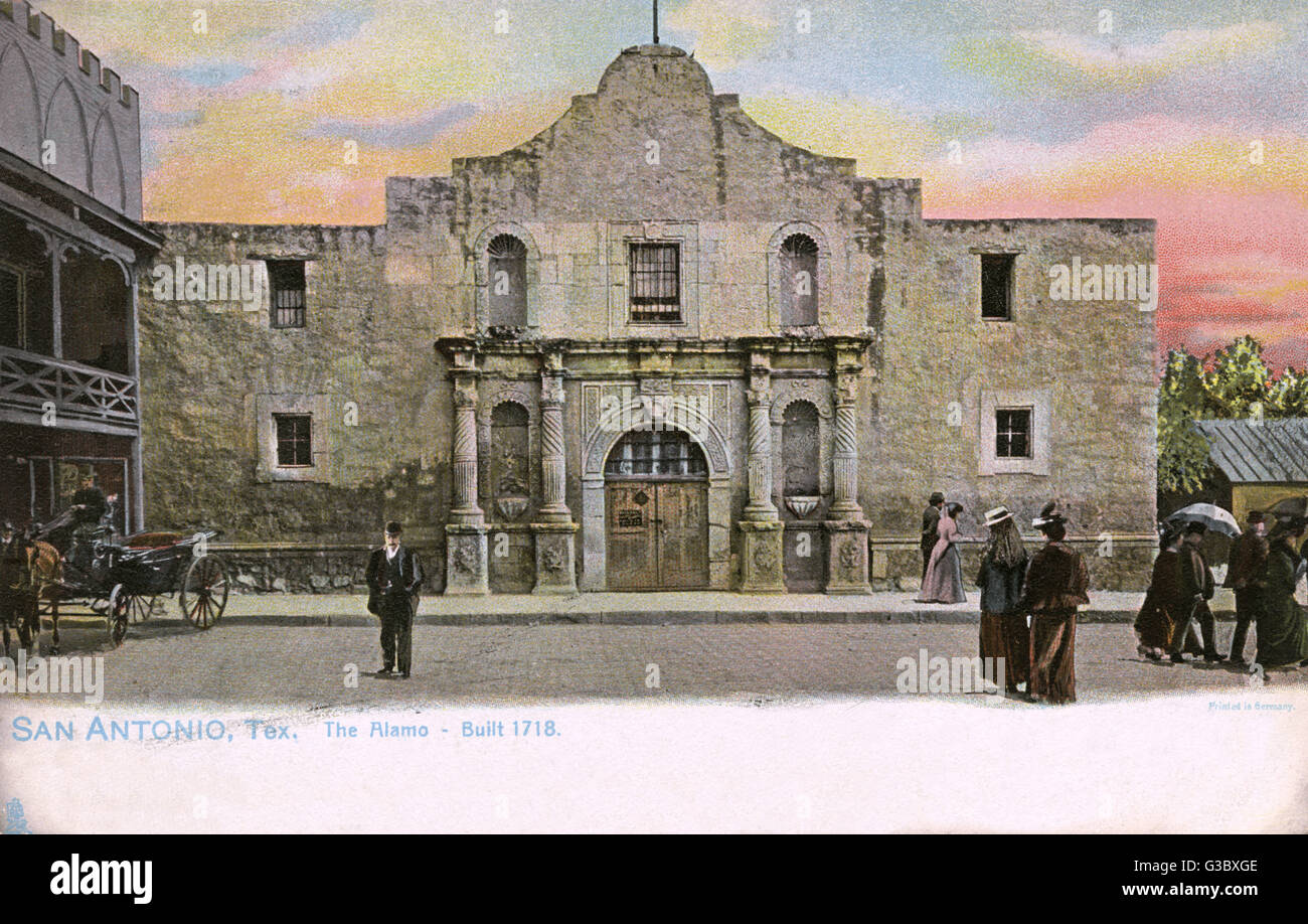 Alamo, San Antonio, Texas, USA.  Ursprünglich eine römisch-katholische Mission im Jahre 1744 erbaut, war es die Szene des Kampfes während der Texas Revolution von 1836.   Circa 1905 Stockfoto