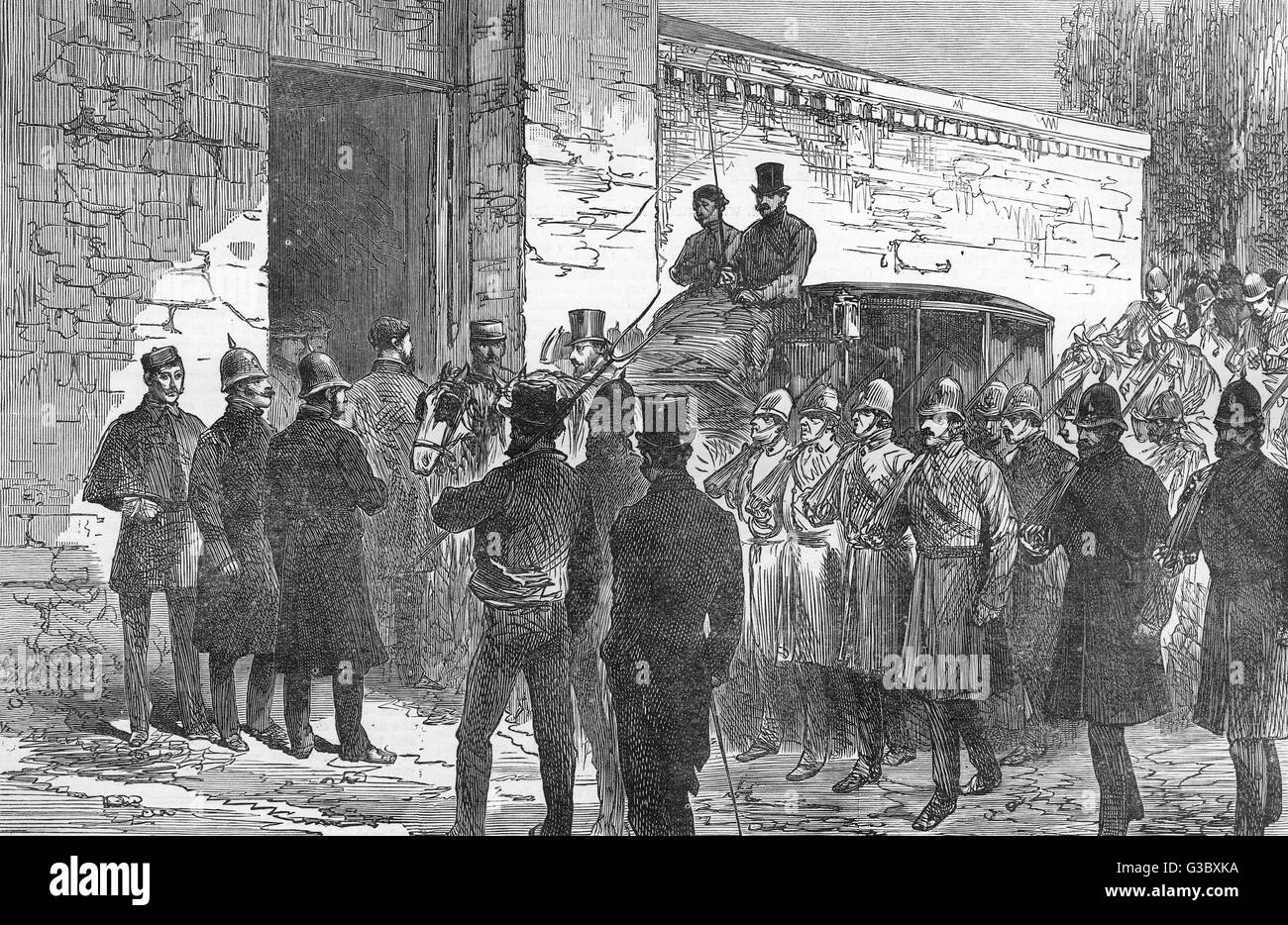 Landliga-Aufruhr: Gefangene im Gefängnis von Tullamore, 1887 Stockfoto