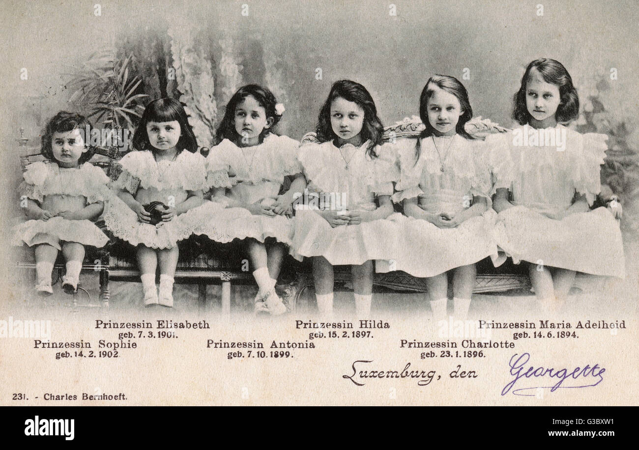 Die sechs Prinzessinnen von Luxemburg Stockfoto