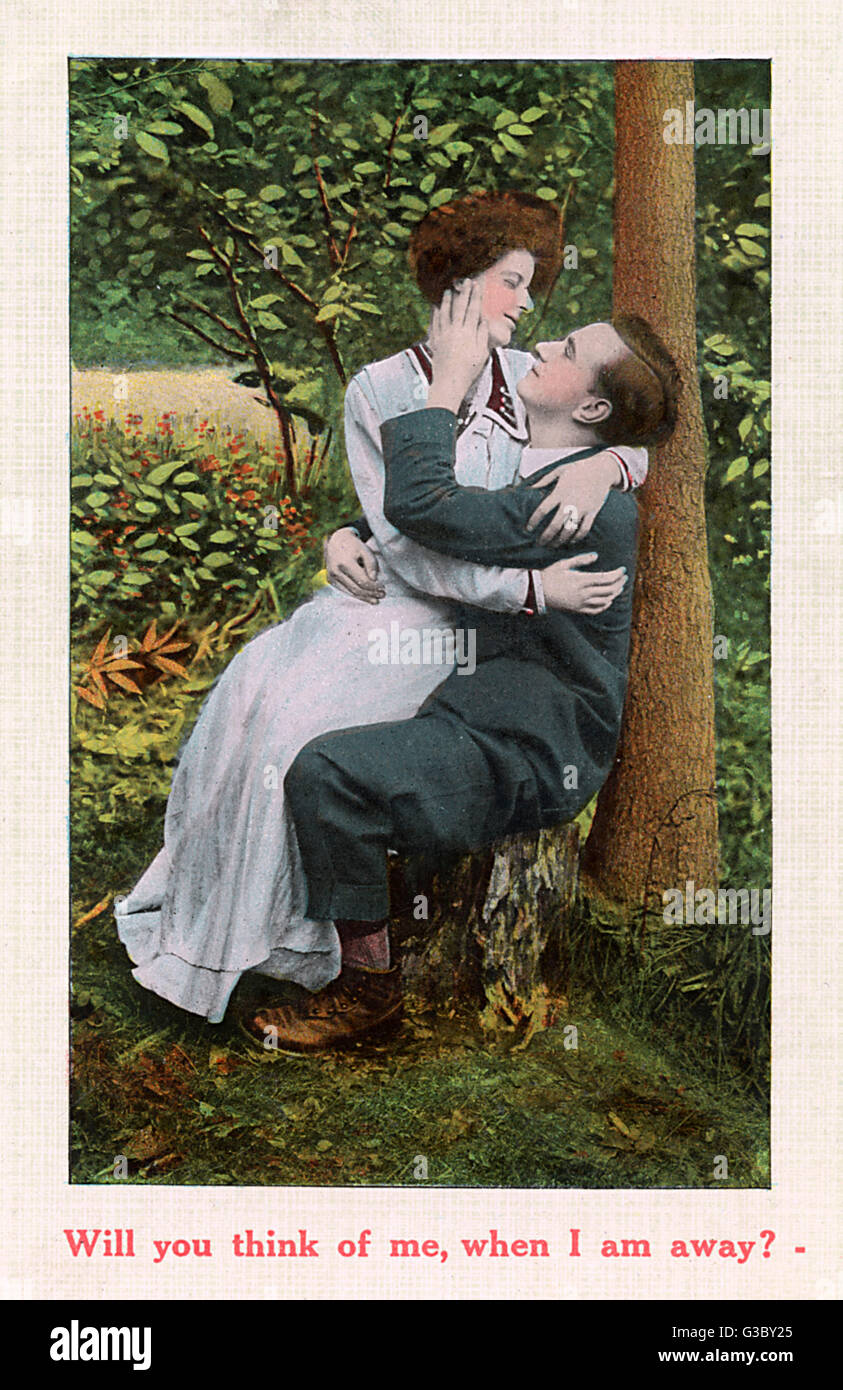 Klassische sentimentale Postkarte aus dem frühen 20.. Jahrhundert Stockfoto