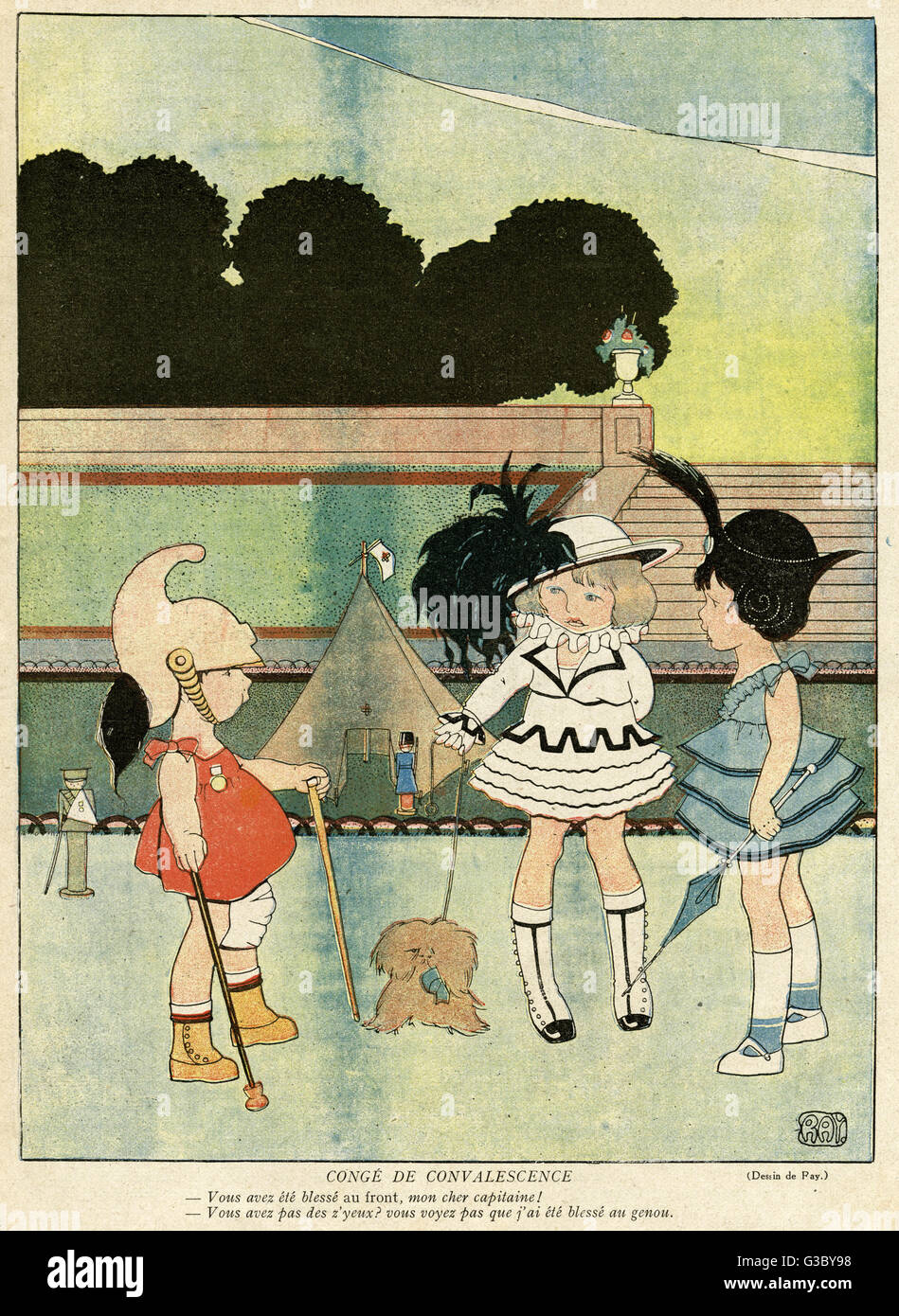Cartoon, Erholungsurlaub, WW1 Stockfoto