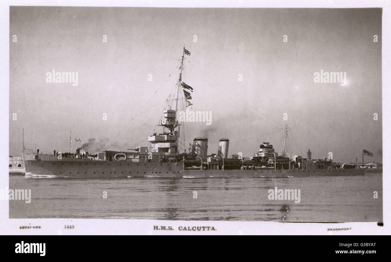 HMS Kalkutta, britischer leichter Kreuzer Stockfoto