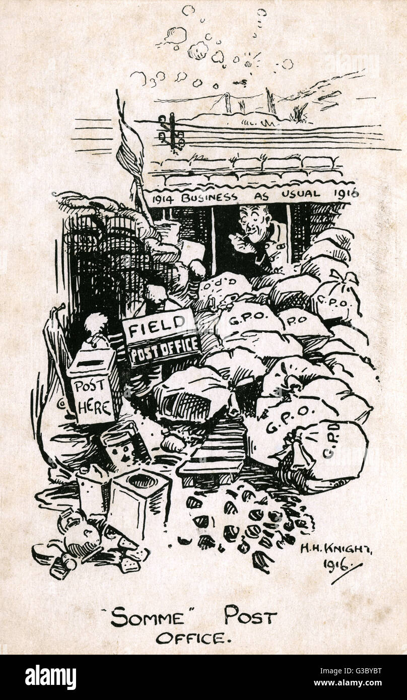 WW1. Zeichentrickfilm, Somme Post Office Stockfoto