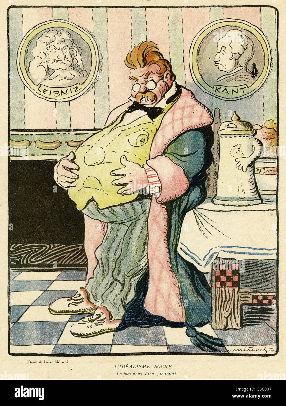 Cartoon, Boche-Idealismus, WW1 Stockfoto