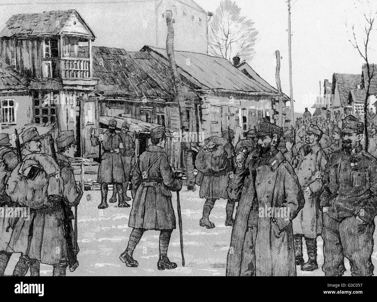 WW1 - Deutsche Truppen an der Ostfront - hinter den Linien Stockfoto