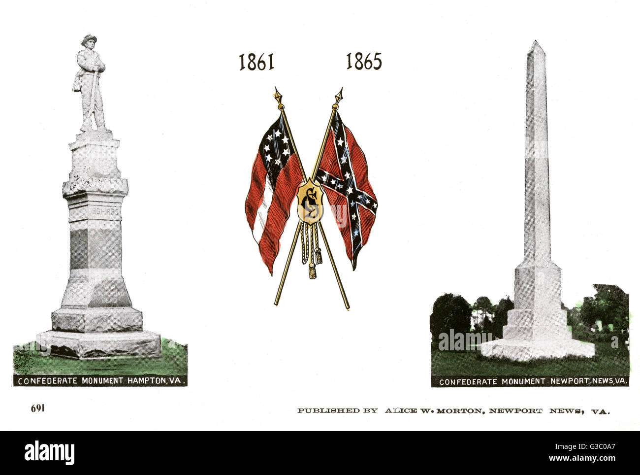 Flaggen und Gedenkstätten des Amerikanischen Bürgerkriegs, Virginia, USA Stockfoto