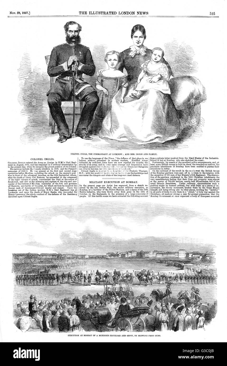 Eine Seite aus den illustrierten London News vom 28.. November 1857. Stockfoto