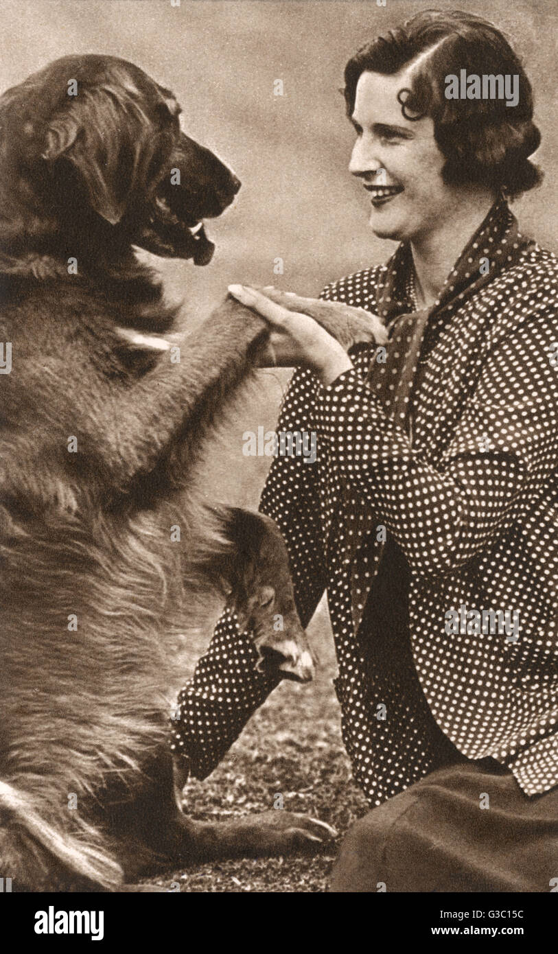 Lady Weymouth mit einem großen Hund Stockfoto