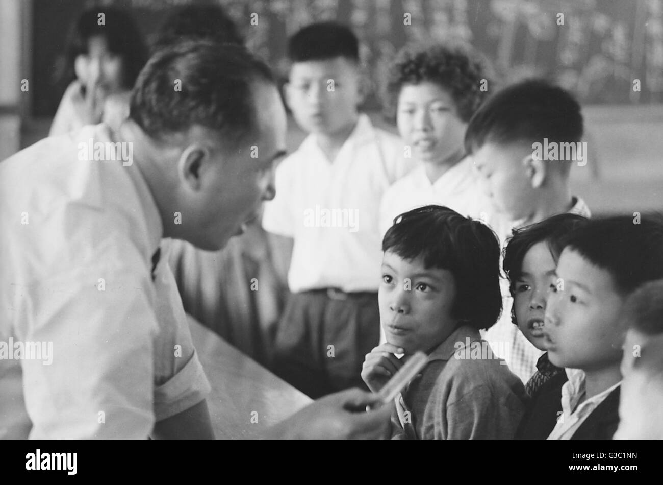 Flüchtlingskinder, Kowloon, Hongkong, China Stockfoto