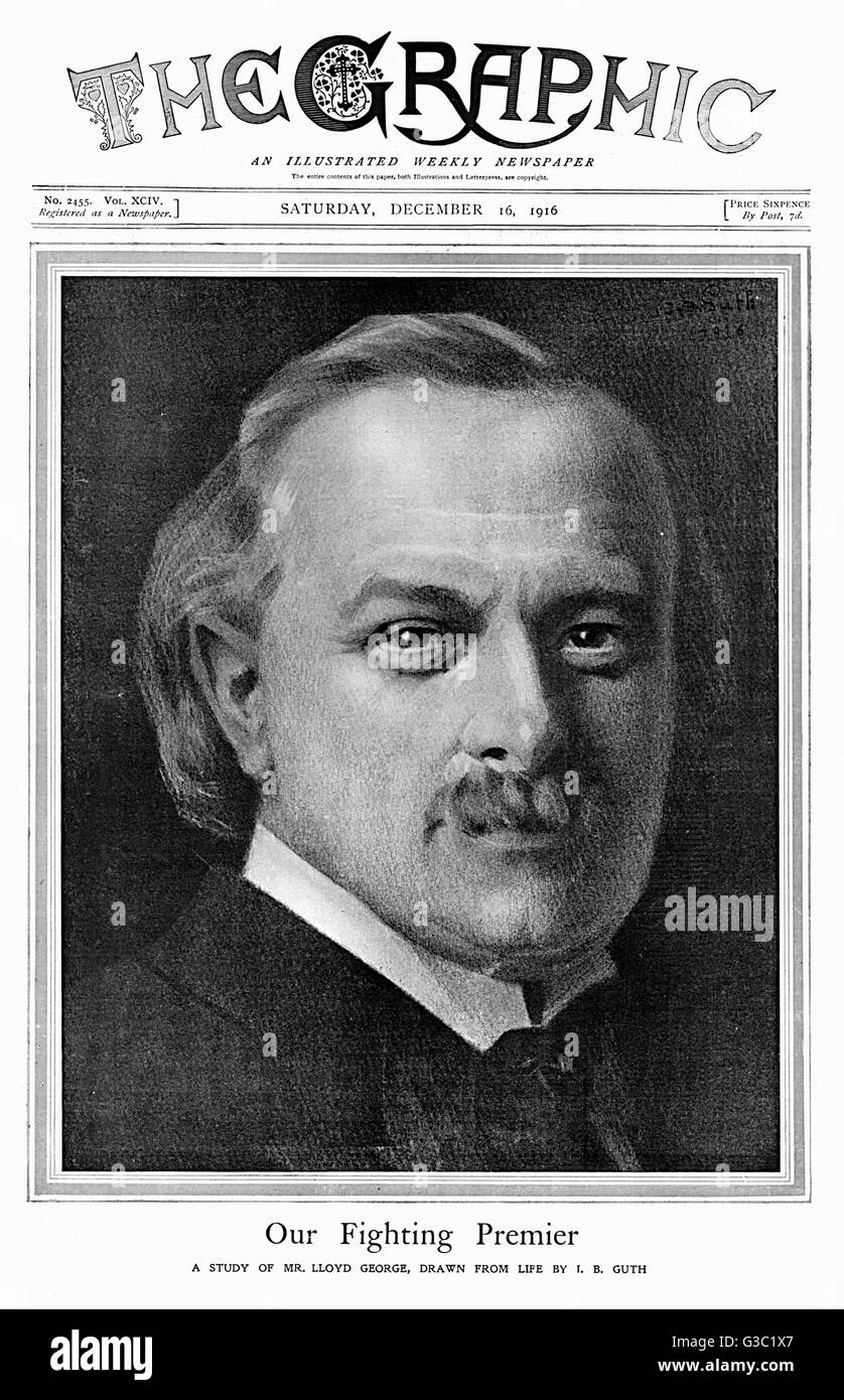 David Lloyd George auf dem Cover von The Graphic im 1. Weltkrieg Stockfoto