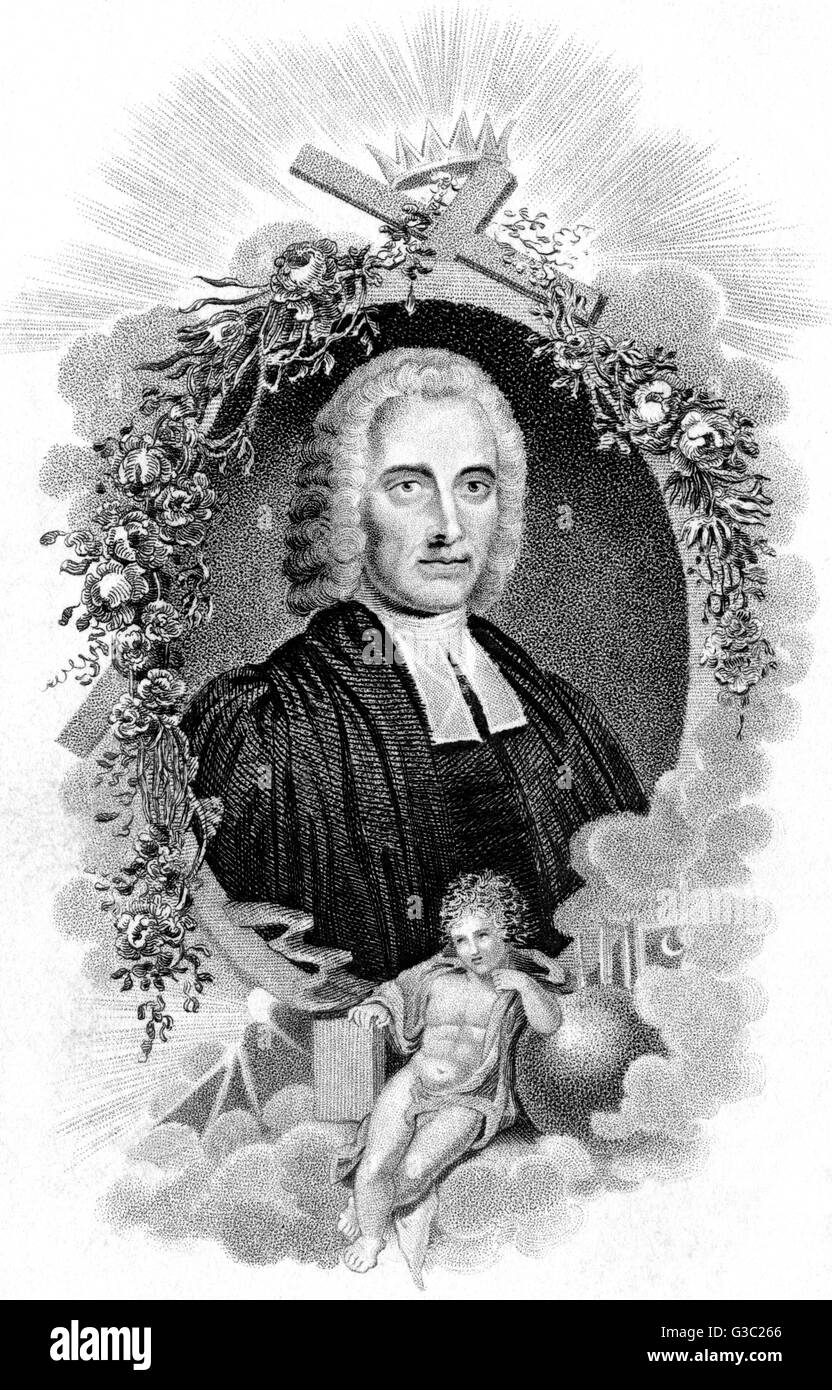 James Hervey (1714-1758)-Clerygyman, Schriftsteller und göttlichen Englisch. Mit einem Amor und floralen Ornamentrahmen dargestellt.       Datum: ca. 1750er Jahren Stockfoto