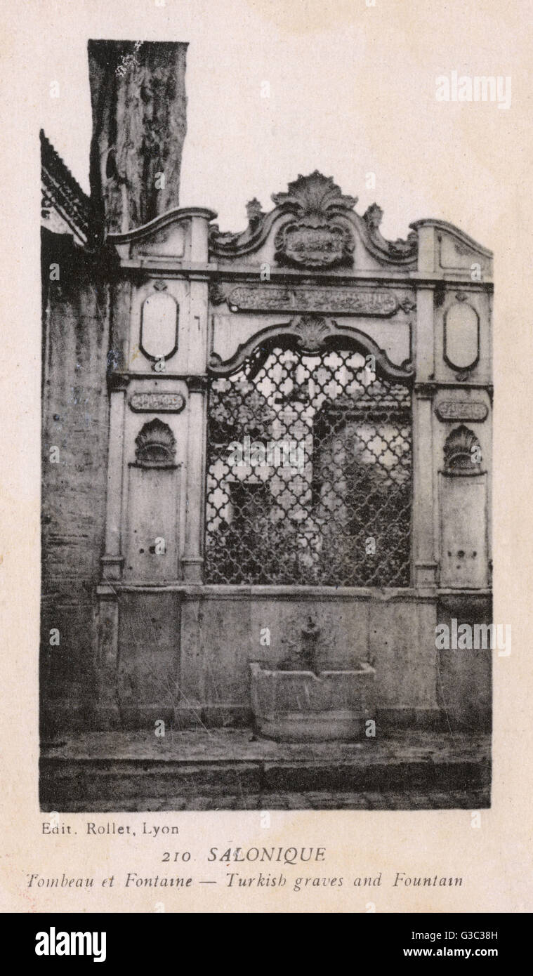 Thessaloniki - ein osmanischer türkischer Brunnen und Grab Stockfoto