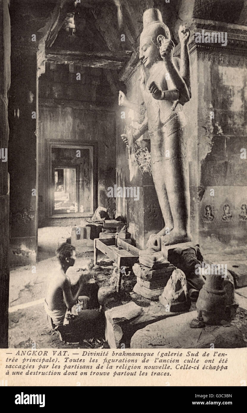 Kambodscha - Angkor Wat - Statue der hinduistischen Gottheit Vishnu Stockfoto