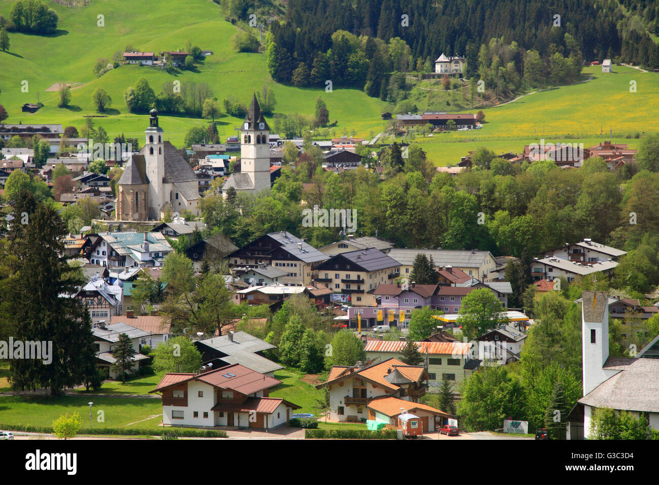 Österreich, Tirol, KitzbŸhel, Luftbild, Stockfoto