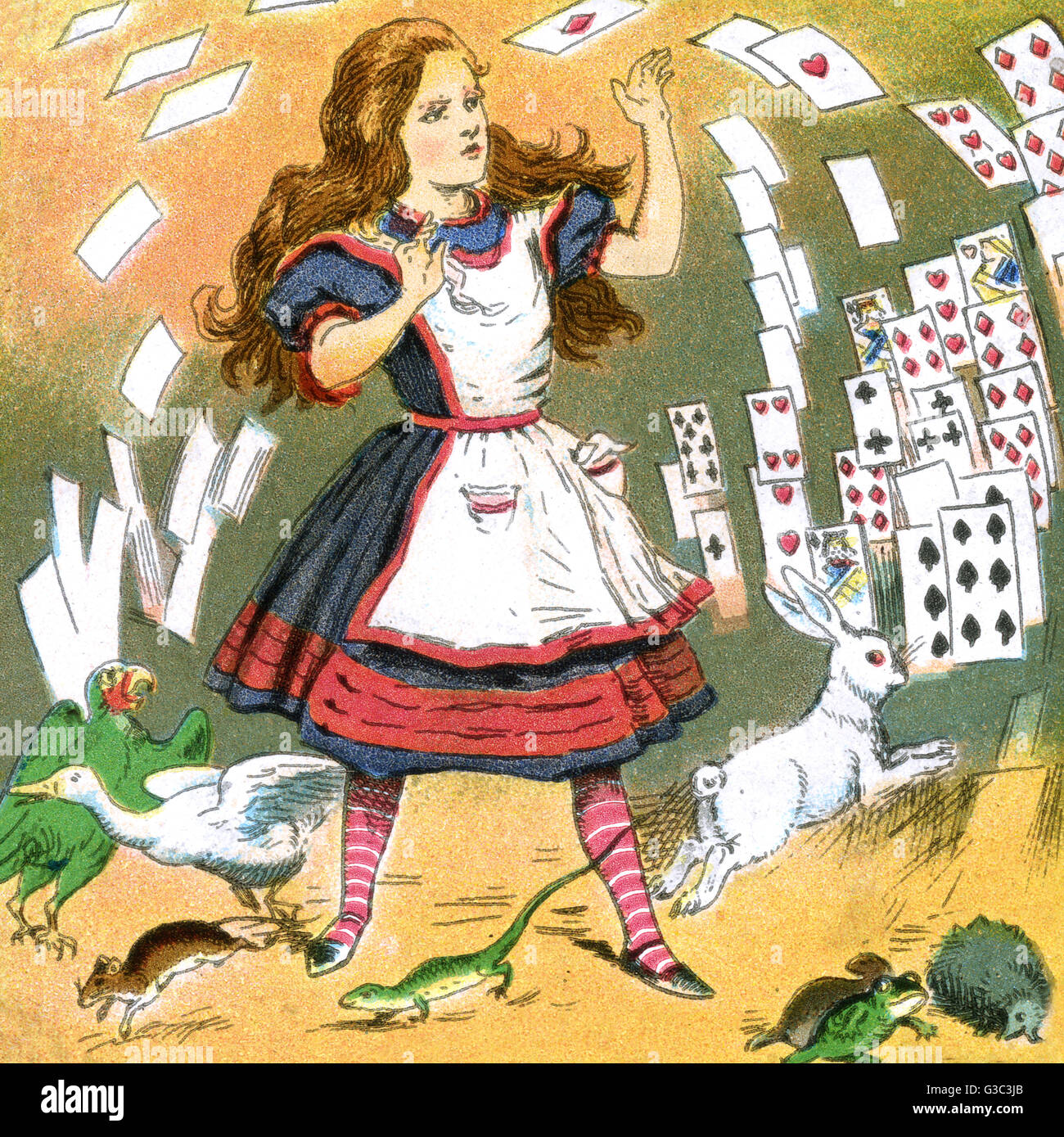 Alice im Wunderland, Alice und das Kartenpaket Stockfoto