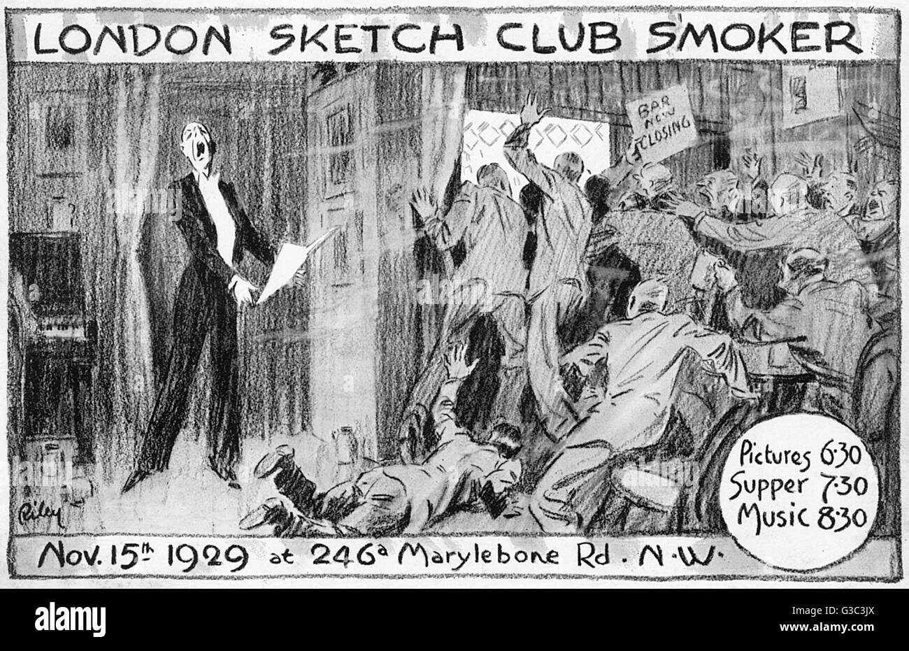 Flugblatt, London Sketch Club Smoker, November 1929 Stockfoto