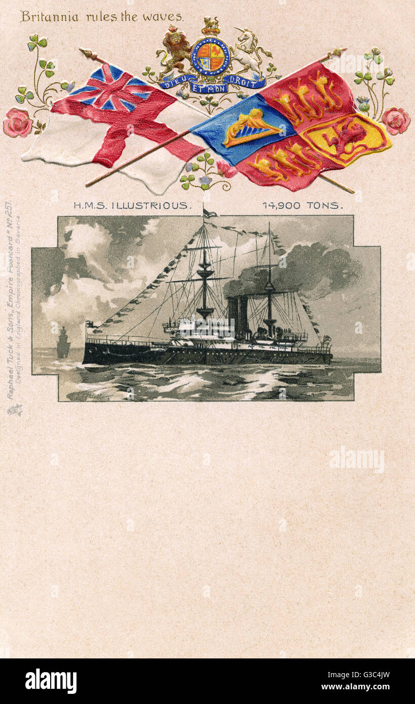 HMS illustrious - Patriotische Postkarte der britischen Marine Stockfoto