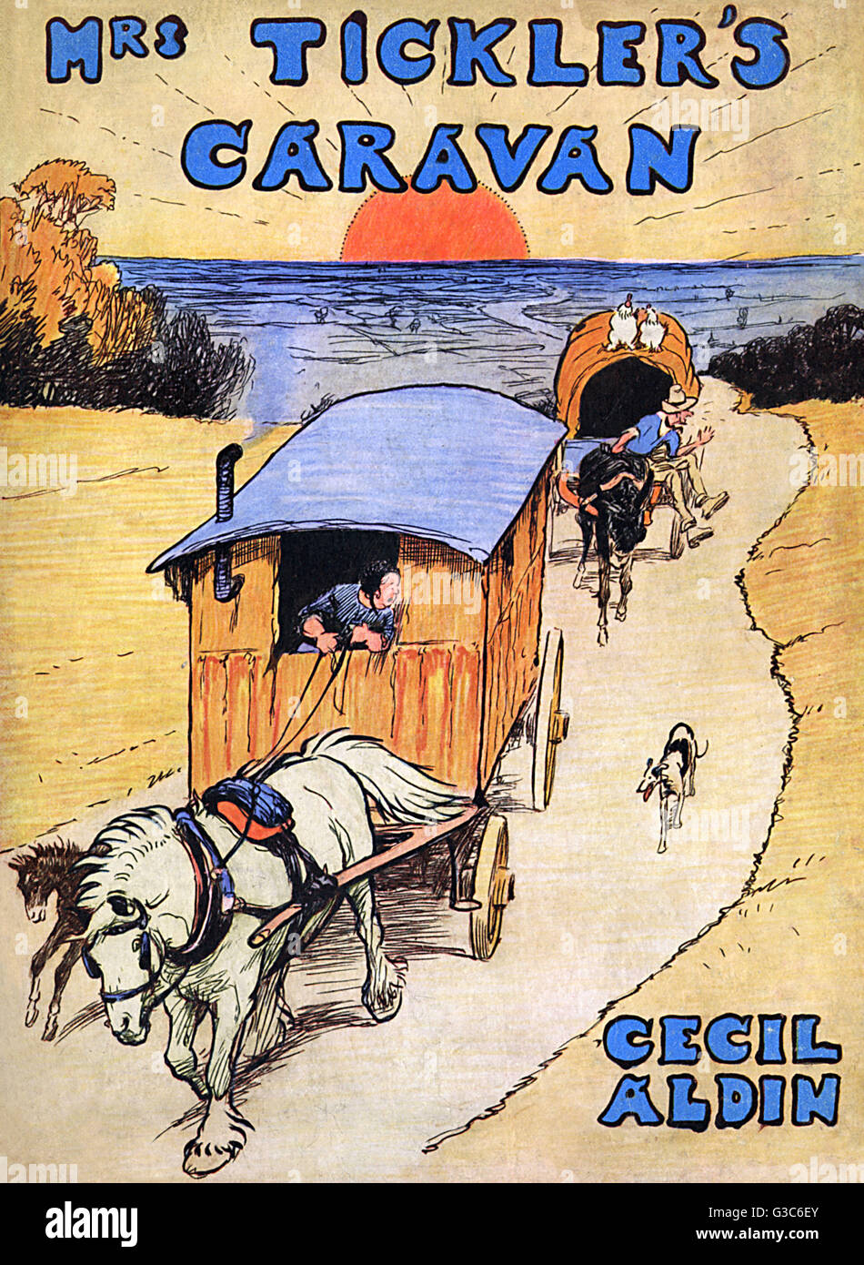Coverdesign von Cecil Aldin, Mrs. Ticklers Wohnwagen Stockfoto