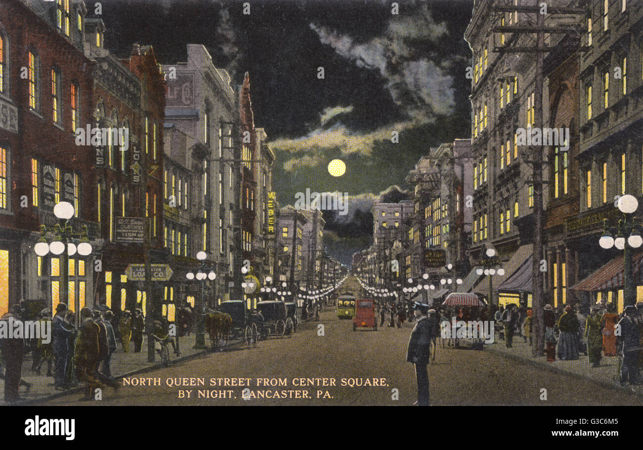 Nachtaufnahme, Lancaster, Pennsylvania, USA Stockfoto