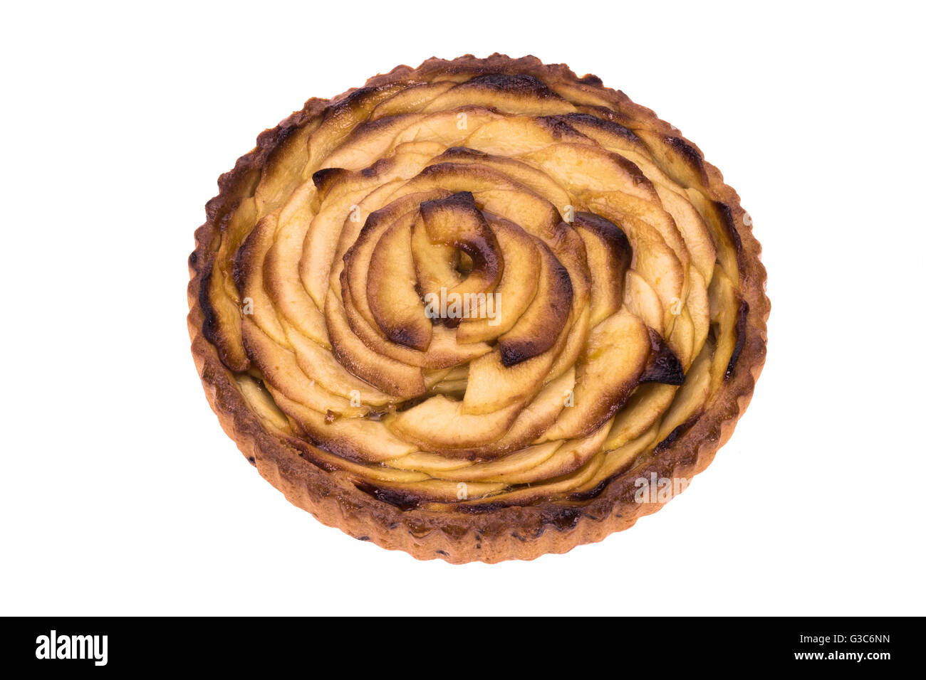 Holländischen Stil geschichteten geschnittenen Apfelkuchen - weißem Hintergrund Stockfoto