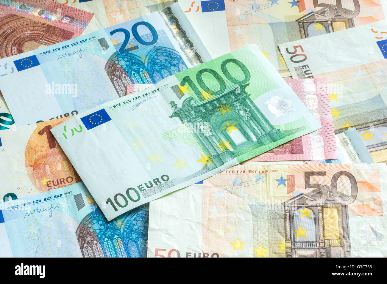 Europäischen Union Euro Währung Banknote Nahaufnahme Stockfoto