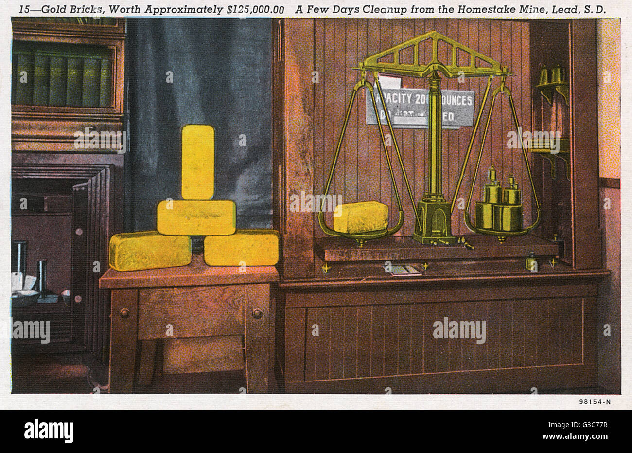 Goldziegel im Ausstellungsstück, Blei, South Dakota, USA Stockfoto