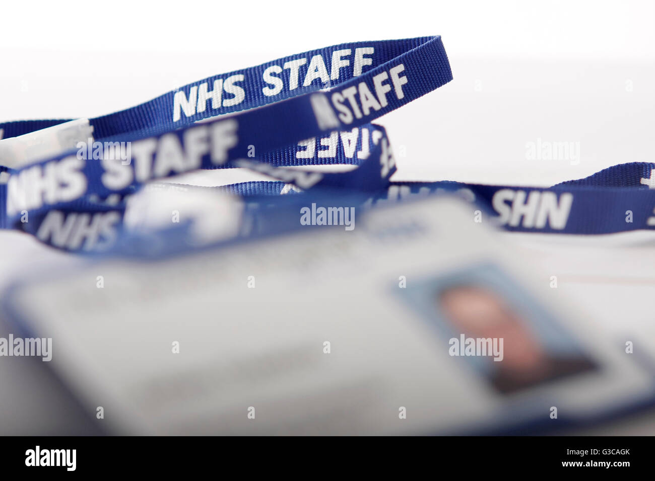 NHS Personal Mitarbeiter Abzeichen Stockfoto