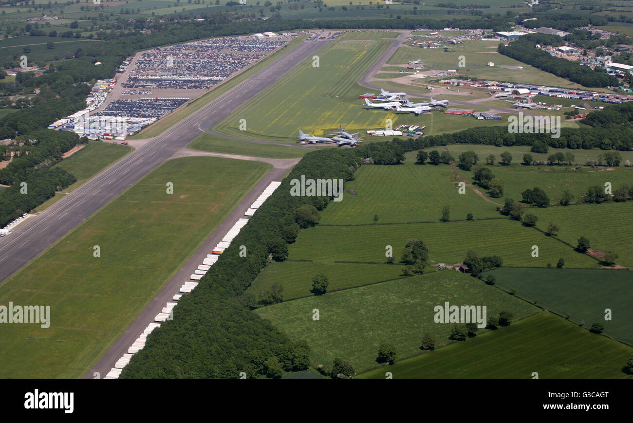 Luftaufnahme des ehemaligen Flugplatz Bruntingthorpe Proving Ground in Leicestershire, Großbritannien Stockfoto
