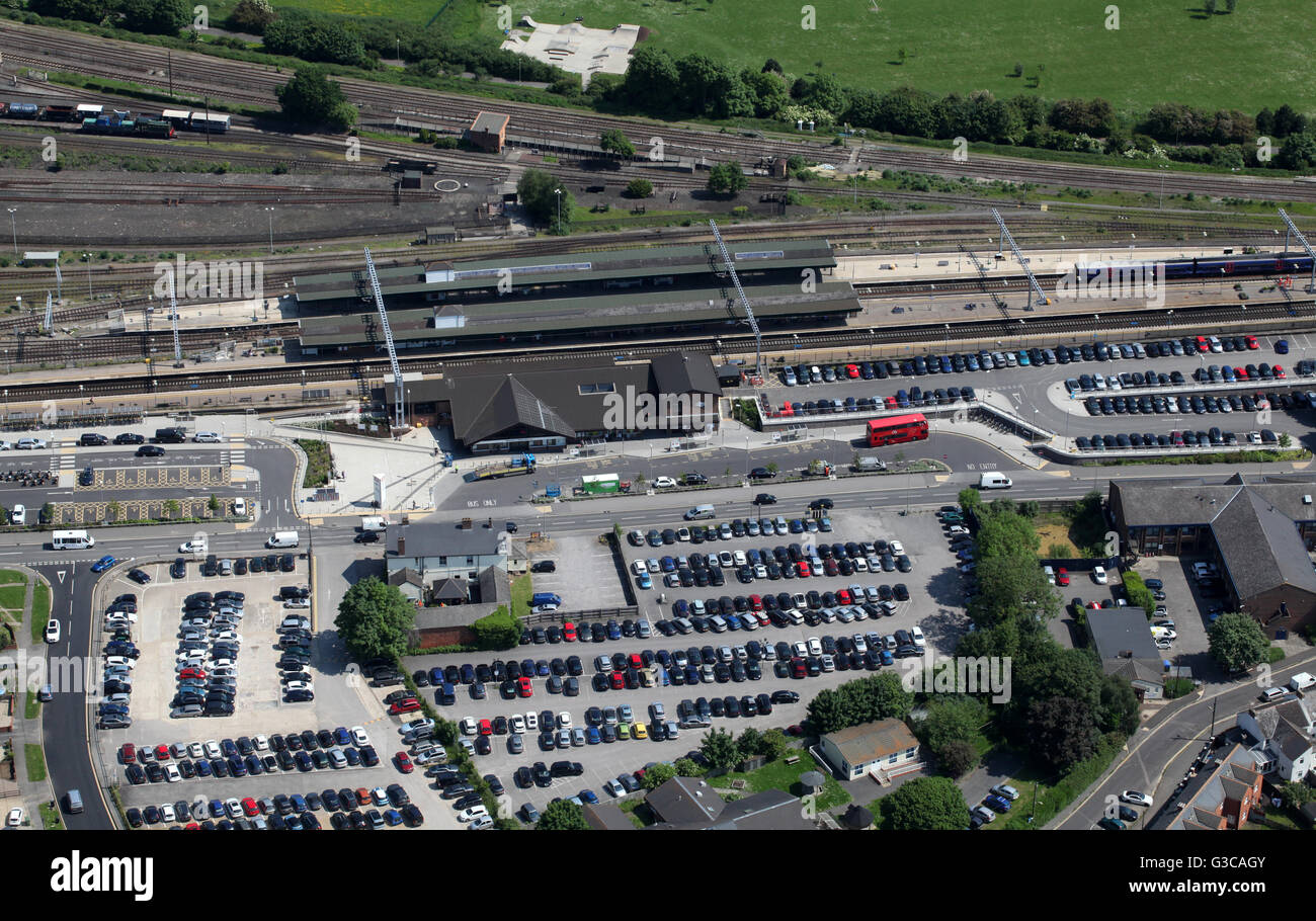 Luftbild des Bahnhofs Didcot, Oxfordshire, Vereinigtes Königreich Stockfoto