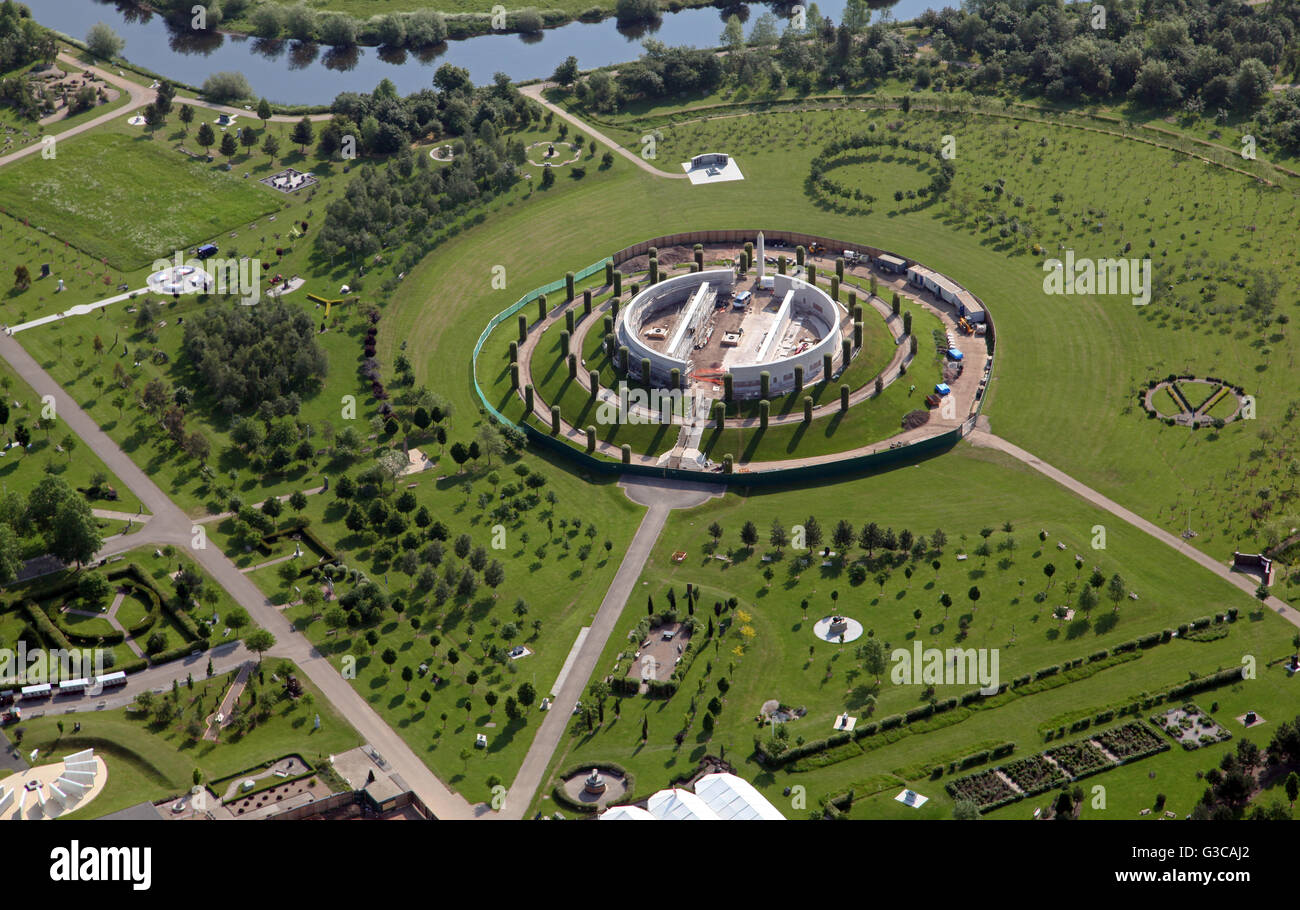 Luftaufnahme des National Memorial Arboretum in Staffordshire, UK Stockfoto