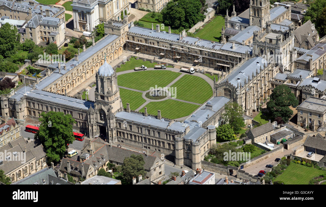 Luftaufnahme des Christ Church College University, Oxford, UK Stockfoto