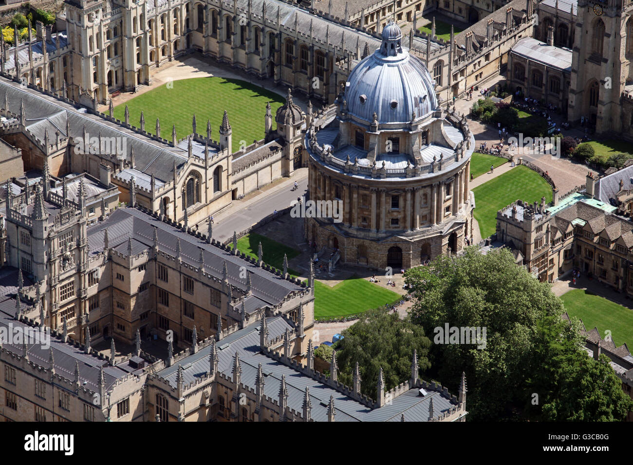 Luftaufnahme des Radcliffe Kamera & Bodleian Library, Oxford University, UK Stockfoto