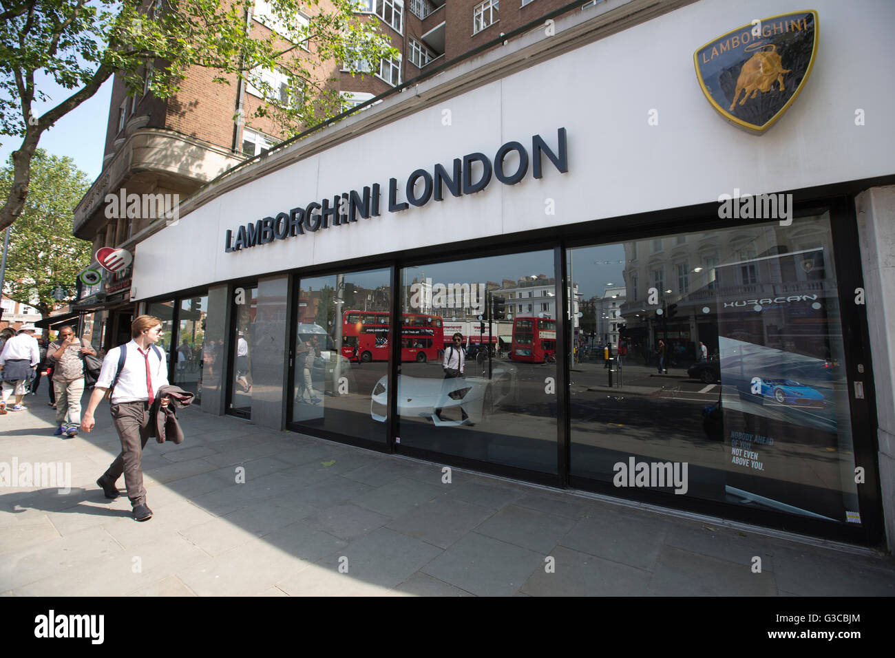 Lamborghini London, Luxus Sport-Autohaus, Old Brompton Road, South Kensington, London, England, UK Stockfoto