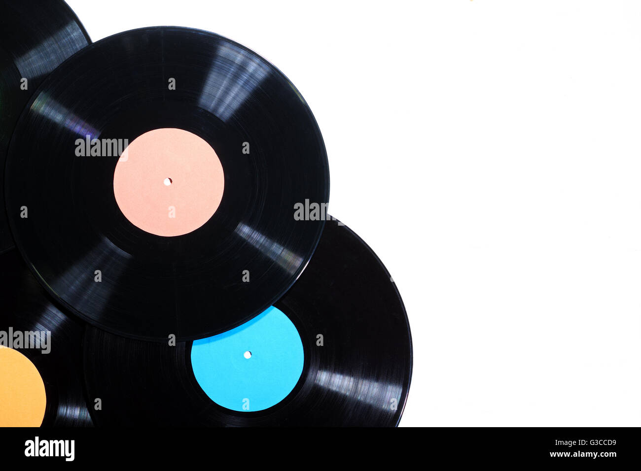 Alte verwendet Vinyl-Schallplatte auf einem weißen Hintergrund Stockfoto