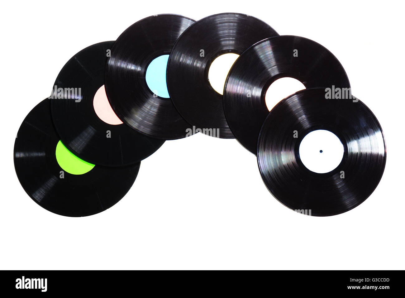 Alte verwendet Vinyl-Schallplatte auf einem weißen Hintergrund Stockfoto