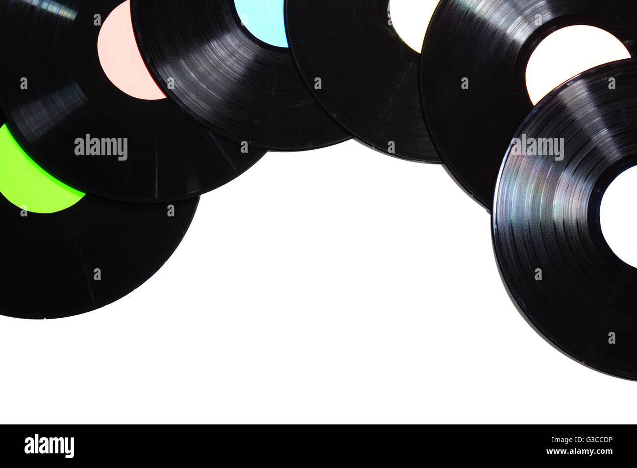 Alte verwendet Vinyl-Schallplatte auf einem weißen Hintergrund Stockfoto