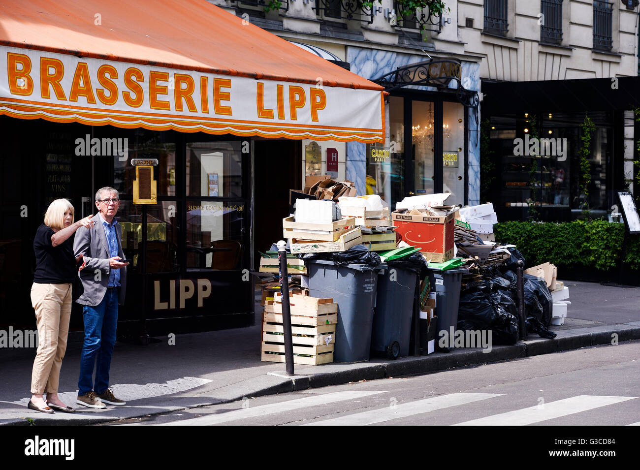 Garbagecollection streiken in Paris, Frankreich Stockfoto