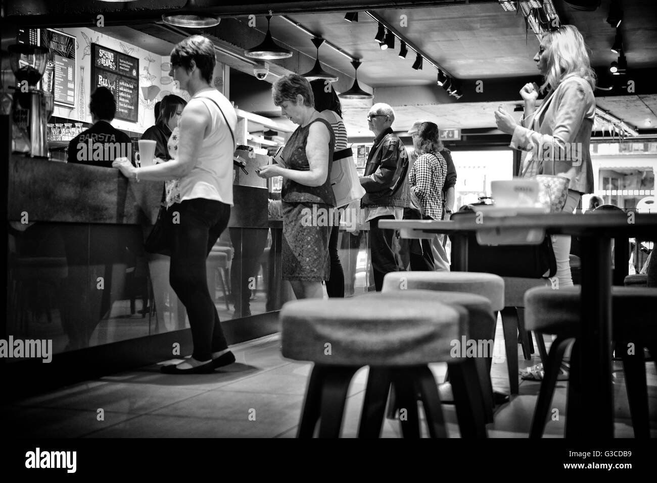 Die Warteschlange Stockfoto